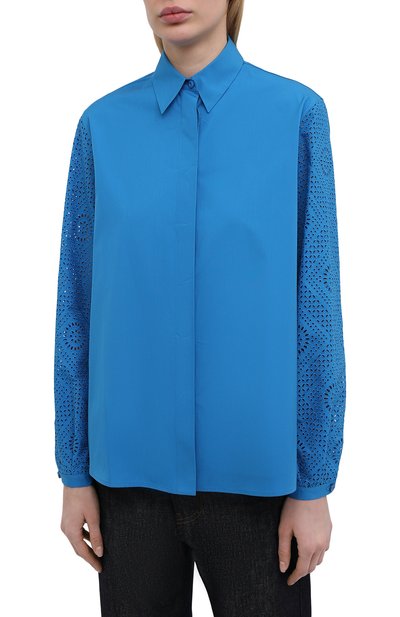 Хлопковая рубашка LORO PIANA синего цвета по цене 126500 руб., арт. FAL5911, фото 3 Хлопковая рубашка LORO PIANA, арт. FAL5911, фото 3