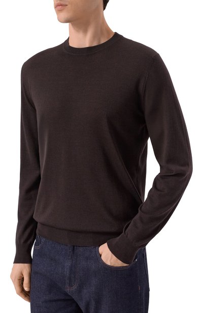 Джемпер из шерсти и шелка ANDREA CAMPAGNA темно-коричневого цвета по цене 49950 руб., арт. GC1ML/LSC18R, фото 3 Джемпер из шерсти и шелка ANDREA CAMPAGNA, арт. GC1ML/LSC18R, фото 3