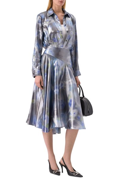 Атласная юбка DIESEL синего цвета по цене 43200 руб., арт. A20322/0DMBP, фото 2 Атласная юбка DIESEL, арт. A20322/0DMBP, фото 2