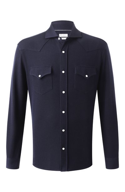 Мужска�я рубашка из хлопка и шелка BRUNELLO CUCINELLI, арт. MW8666666