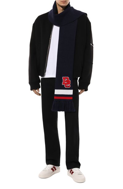 Шерстяной шарф DSQUARED2 темно-синего цвета по цене 73450 руб., арт. KNM0141, фото 3 Шерстяной шарф DSQUARED2, арт. KNM0141, фото 3