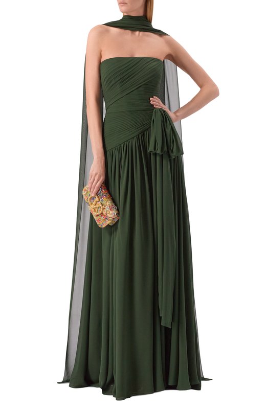 Шелковое платье Elie Saab D0951NF25/SI001 Зелёный  D0951NF25/SI001 Фото 2