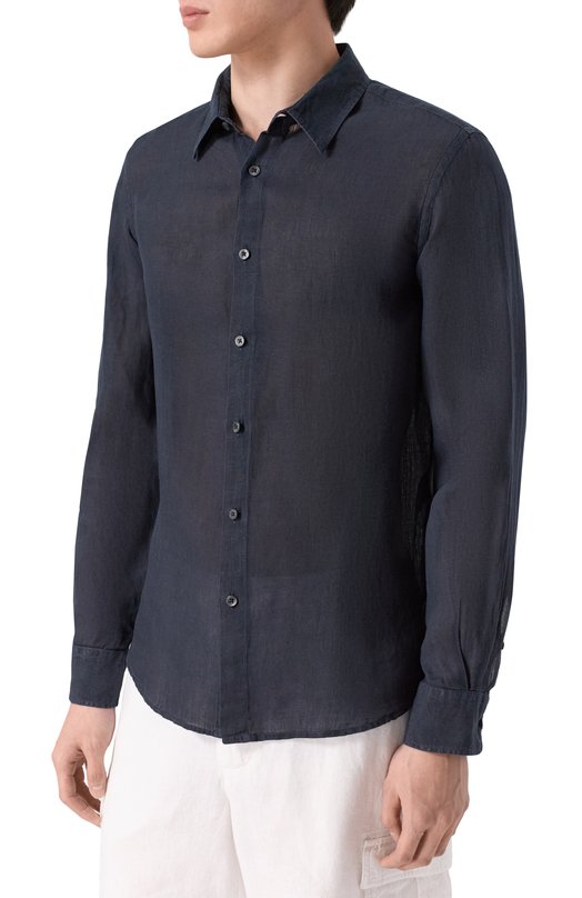 Льняная рубашка 120% Lino 33ALIM1PKA/0115/000 Синий  33ALIM1PKA/0115/000 Фото 3