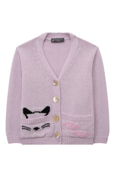 Детский кашемировый кардиган GIORGETTI CASHMERE сиреневого цвета, арт. MB2058/8A-14A | Фото 1 (Рукава: Длинные; Материал внешний: Шерсть, Кашемир)