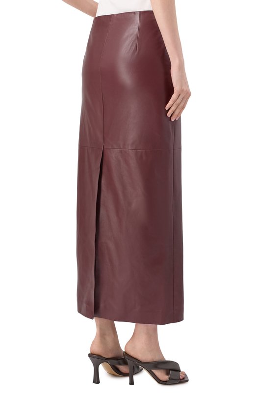 Кожаная юбка Brunello Cucinelli MPNGPG3891 Бордовый  MPNGPG3891 Фото 4