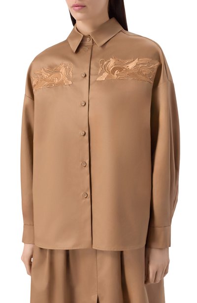 Хлопковая рубашка AKHMADULLINA коричневого цвета по цене 129900 руб., арт. 1125.2BL325/C612, фото 3 Хлопковая рубашка AKHMADULLINA, арт. 1125.2BL325/C612, фото 3