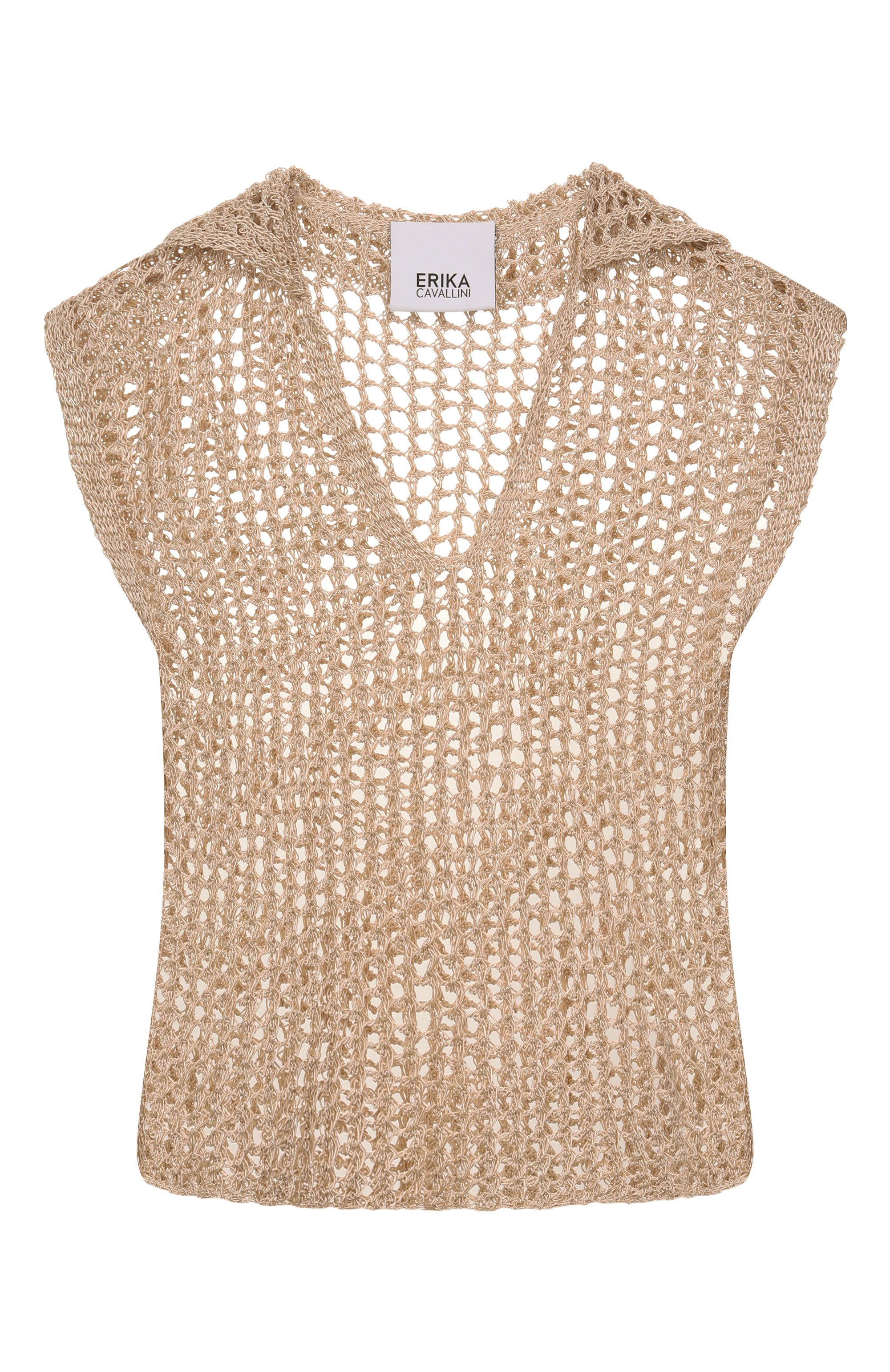Топ из вискозы ERIKA CAVALLINI бежевого цвета по цене 49950 руб., арт. P5SC03, фото 1 Топ из вискозы ERIKA CAVALLINI, арт. P5SC03, фото 1