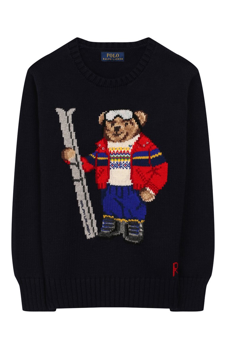 Детский хлопковый свитер POLO RALPH LAUREN синего цвета, арт. 322760323 | Фото 1 (Материал внешний: Хлопок; Рукава: Длинные; Статус проверки: Проверено, Проверена категория; Мальчики Кросс-КТ: Свитер-одежда)
