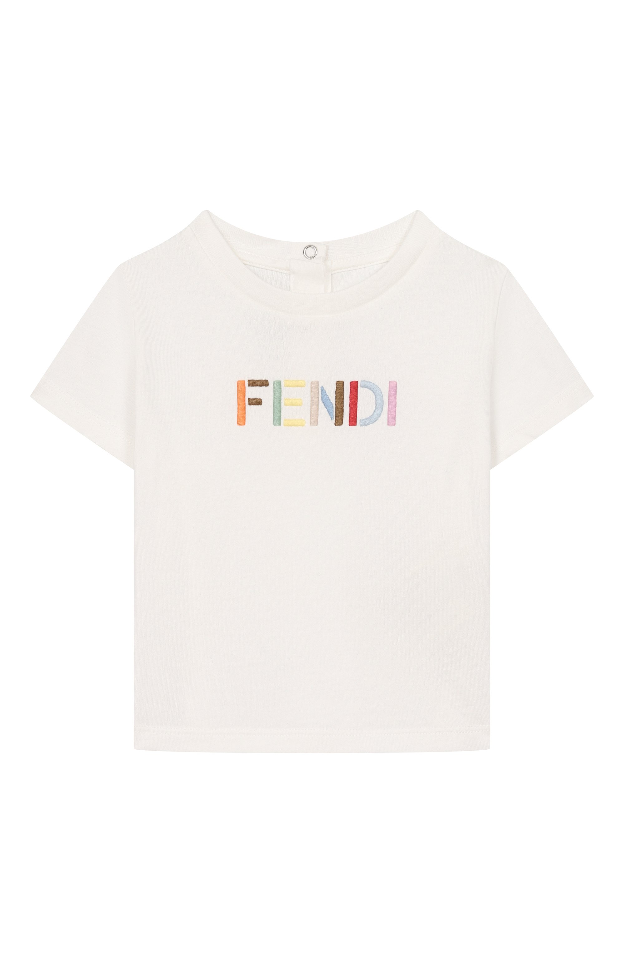 Хлопковая футболка FENDI молочного цвета по цене 24500 руб., арт. BUI119/AY8D, фото 1 Хлопковая футболка FENDI, арт. BUI119/AY8D, фото 1