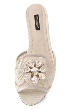 Женские текстильные шлепанцы rainbow bianca DOLCE & GABBANA молочного цвета, арт. CQ0023/AG667 | Фото 6 (Подошва: Плоская; Материал внешний: Текстиль; Материал внутренний: Текстиль; Материал сплава: Проставлено; Драгоценные камни: Проставлено; Каблук высота: Низкий)