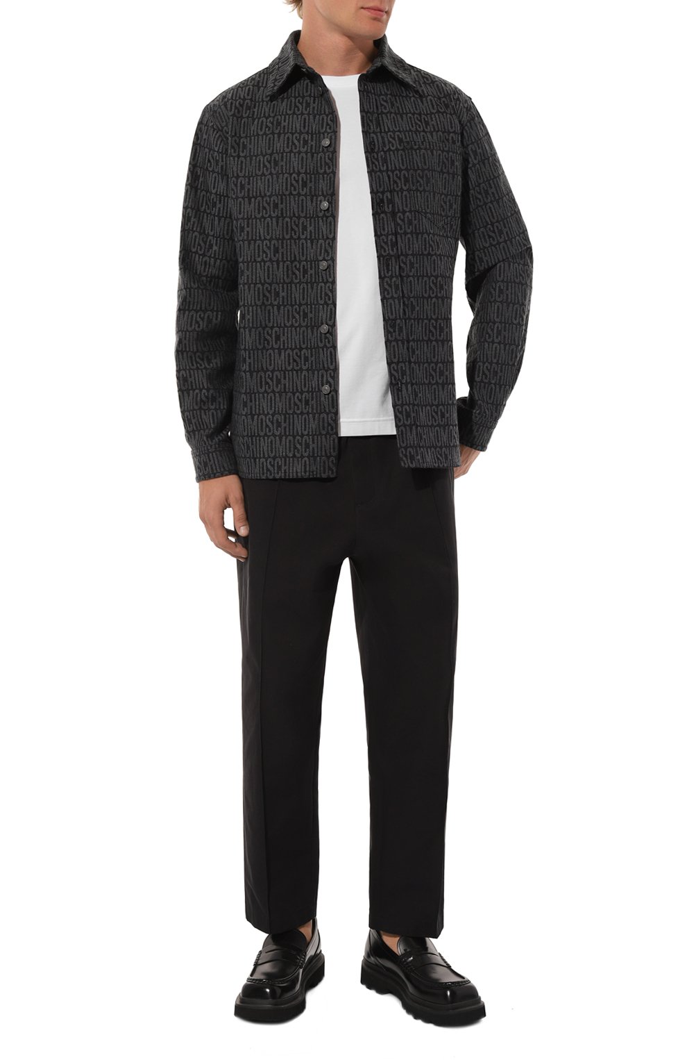 Хлопковая рубашка MOSCHINO темно-серого цвета по цене 62500 руб., арт. A0206/7623, фото 2 Хлопковая рубашка MOSCHINO, арт. A0206/7623, фото 2