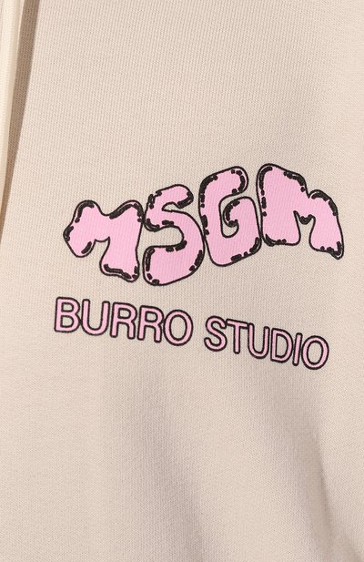 Хлопковое худи MSGM кремового цвета по цене 25050 руб., арт. 3746MM08/247792, фото 5 Хлопковое худи MSGM, арт. 3746MM08/247792, фото 5