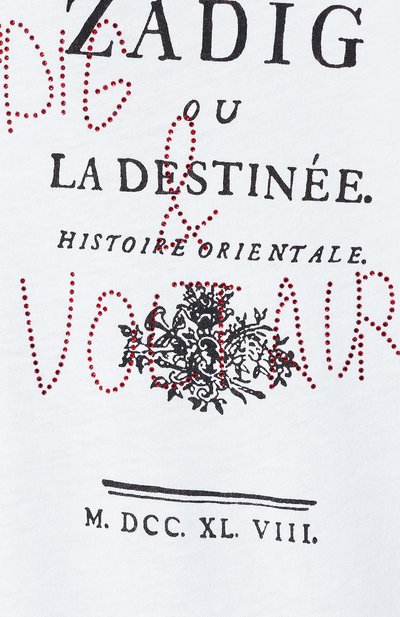 Хлопковая футболк а ZADIG AND VOLTAIRE, арт. SJTS7401F, фото 5