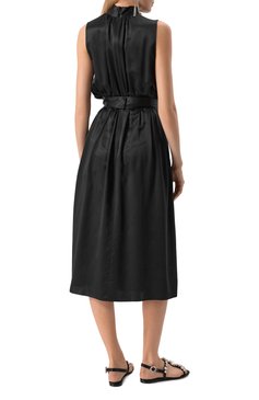 Женское атласное платье DOLCE & GABBANA черного цвета, арт. F6JTET/FU1AU | Фото 4 (Длина Ж (юбки, платья, шорты): Миди; Материал внешний: Шелк; Случай: Повседневный; Женское Кросс-КТ: Платье-одежда; Рукава: Без рукавов; Стили: Романтичный; Автоматизация ТО: Проставлено; Автоматизация состава: Проставлено; Размерность: Идёт в размер)