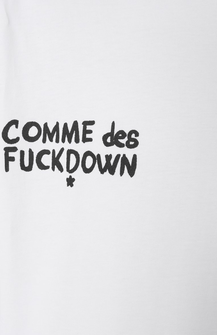 Мужская хлопковая футболка COMME DES FUCKDOWN белого цвета, арт. CFABM01552 | Фото 6 (Драгоценные камни: Проставлено; Материал сплава: Проставлено; Длина (для топов): Стандартные; Рукава: Короткие; Материал внешний: Хлопок; Принт: С принтом; Стили: Спорт-шик; Мужское Кросс-КТ: Футболка-одежда; Кросс-КТ: Джерси)