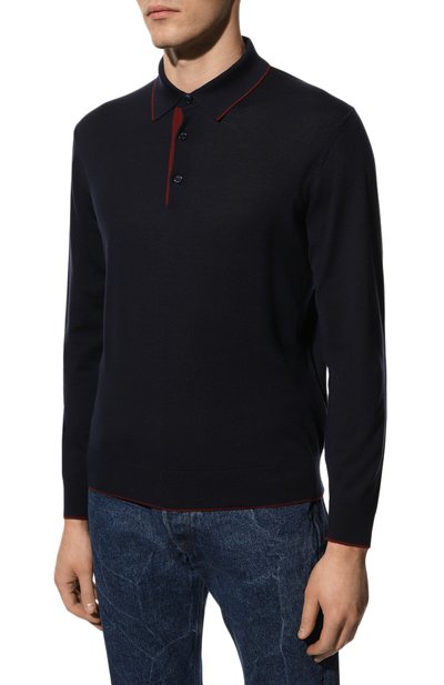 Поло из шерсти и шелка STEFANO RICCI темно-синего цвета по цене 123500 руб., арт. K606307P03/F22460, фото 3 Поло из шерсти и шелка STEFANO RICCI, арт. K606307P03/F22460, фото 3