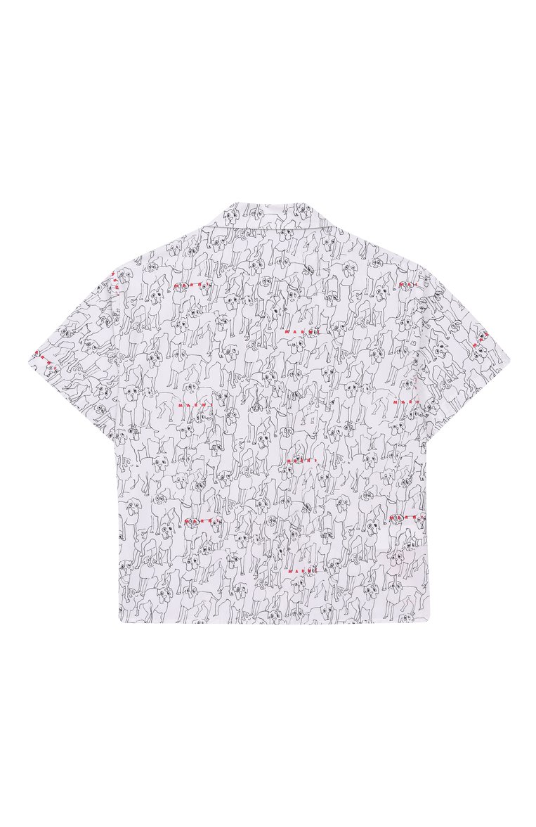 Детское хлопковая рубашка MARNI черно-белого цвета, арт. M01373/M00U8 | Фото 2 (Материал внешний: Хлопок; Рукава: Короткие; Случай: Повседневный; Ростовка одежда: 4 года | 104 см, 6 лет | 116 см, 8 лет | 128 см, 10 - 11 лет | 140 - 146см, 13 - 15 лет | 158 см, 16 лет | 164 см)