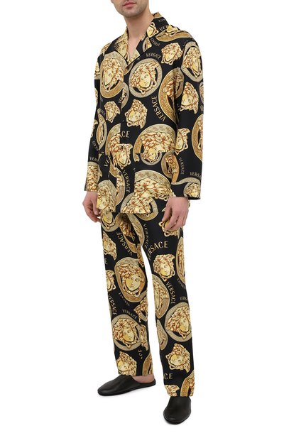 Шелковые брюки VERSACE золотого цвета по цене 130000 руб., арт. AUU05051/1F00596, фото 2 Шелковые брюки VERSACE, арт. AUU05051/1F00596, фото 2