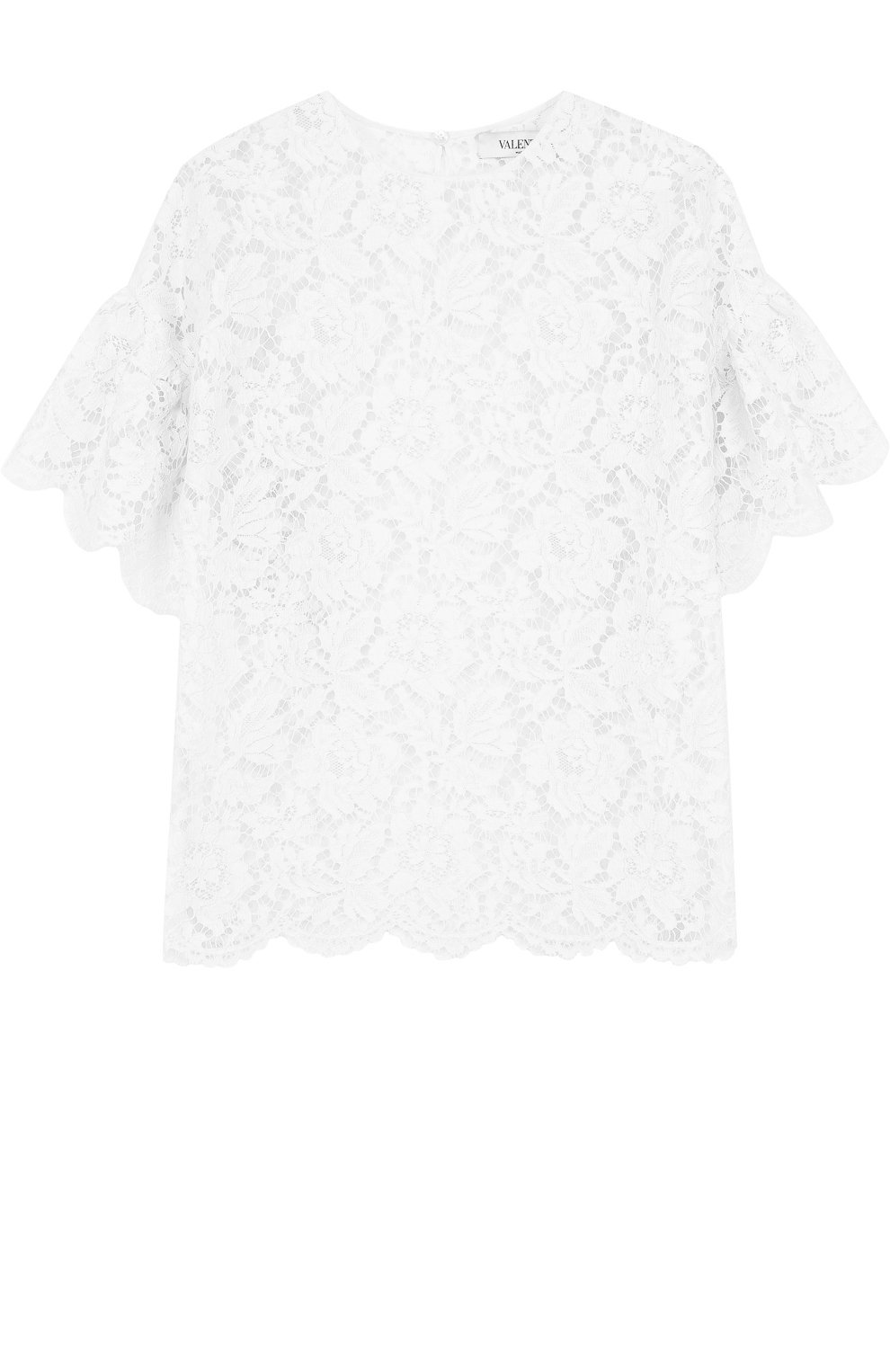 Однотонный кружевной топ с коротким рукавом VALENTINO, арт. PB3AE1Q7/1EC, фото 1