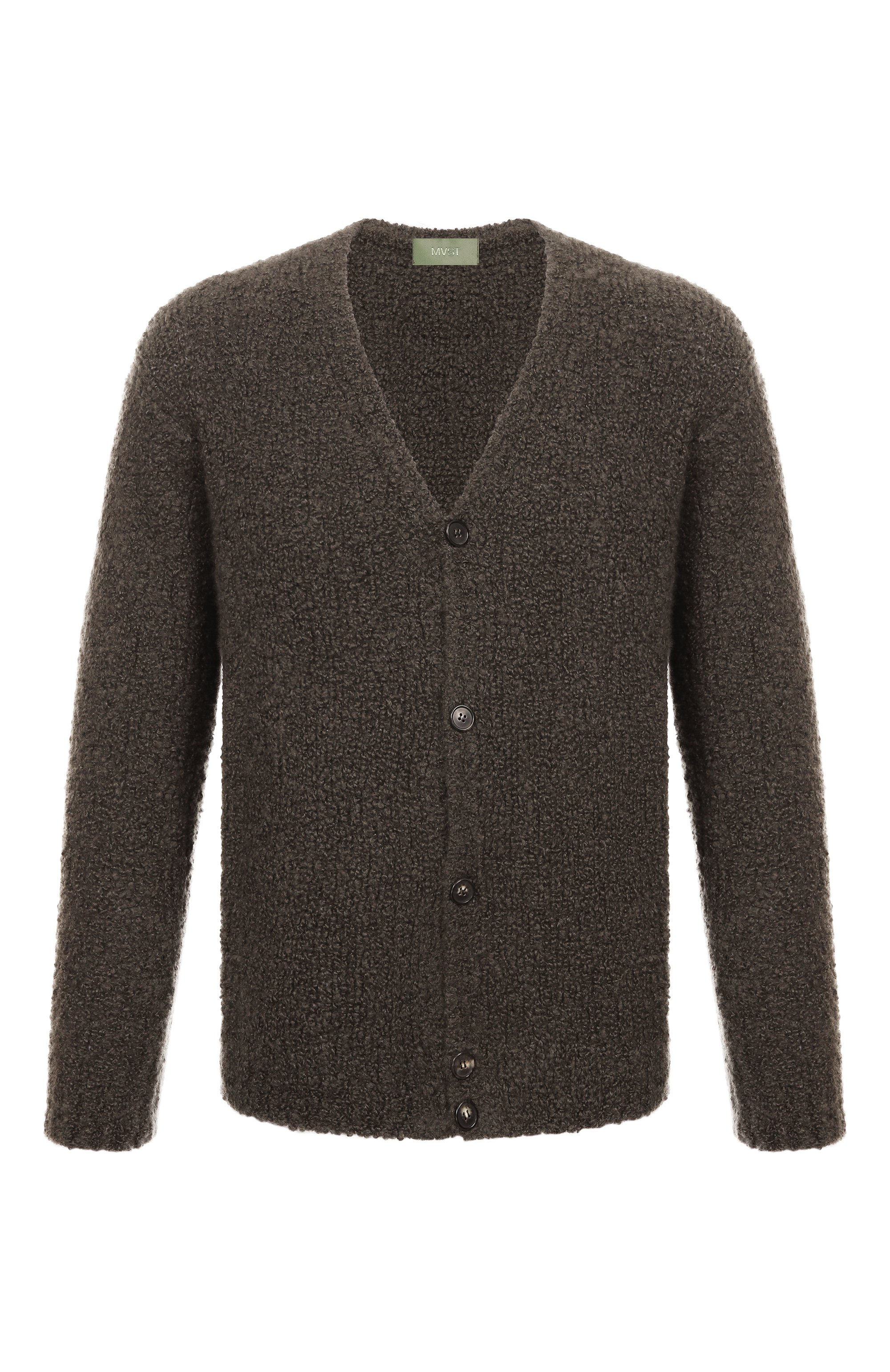 Кардиган из кашемира и шелка MVST хаки цвета по цене 241000 руб., арт. M25.1MM.K006, фото 1 Кардиган из кашемира и шелка MVST, арт. M25.1MM.K006, фото 1