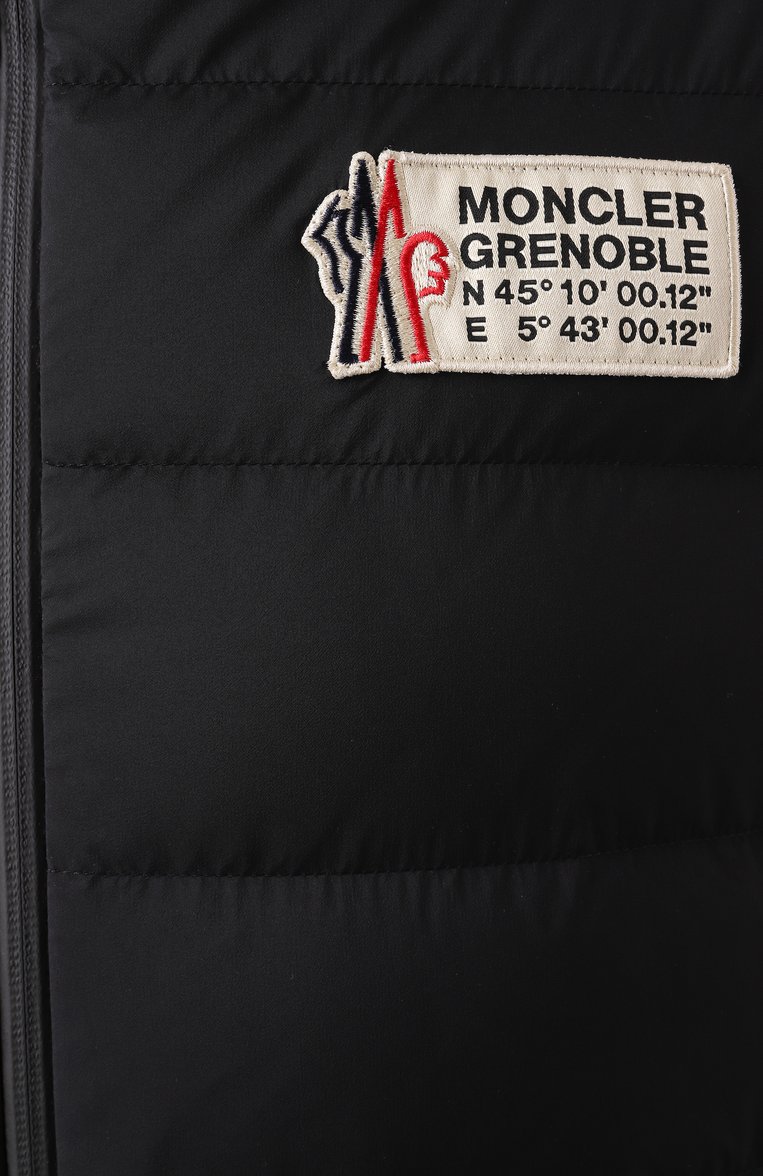 Мужской комбинированный кардиган MONCLER GRENOBLE черного цвета, арт. 9B000-15-M1122 | Фото 6 (Материал внешний: Шерсть; Материал утеплителя: Пух и перо; Рукава: Длинные; Материал сплава: Проставлено; Драгоценные камни: Проставлено; Длина (для топов): Стандартные; Материал подклада: Синтетический материал; Стили: Кэжуэл; Мужское Кросс-КТ: Кардиган-одежда)