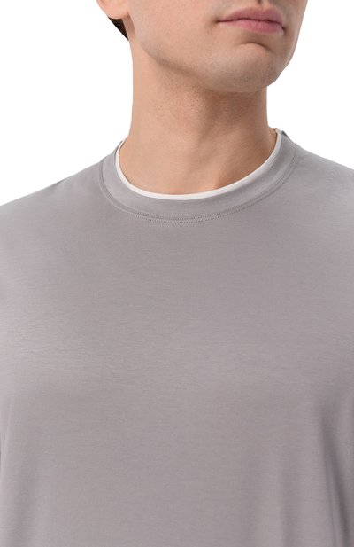 Хлопковая футболка KITON серого цвета по цене 114500 руб., арт. UMK0970, фото 5 Хлопковая футболка KITON, арт. UMK0970, фото 5