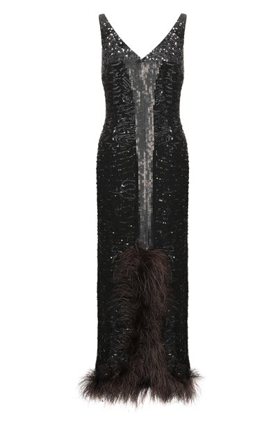 Женское шелковое платье с отделкой пайетками VALENTINO, арт. 9B3VDNW0/1MH