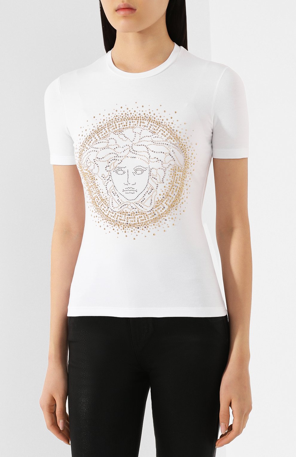 Хлопковая футболка VERSACE белого цвета по цене 76400 руб., арт. A82241/A232123, фото 3 Хлопковая футболка VERSACE, арт. A82241/A232123, фото 3