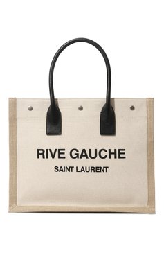 Женский сумка-тоут rive gauche SAINT LAURENT кремвого цвета, арт. 617481/FAAVU | Фото 1 (Ошибки технического описания: Нет высоты, Нет ширины, Нет глубины; Сумки-технические: Сумки-шопперы; Материал сплава: Проставлено; Материал: Текстиль; Драгоценные камни: Проставлено)