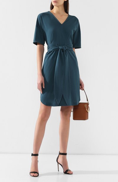 Хлопковое платье BRUNELLO CUCINELLI зеленого цвета по цене 155500 руб., арт. M0045AB031, фото 2 Хлопковое платье BRUNELLO CUCINELLI, арт. M0045AB031, фото 2