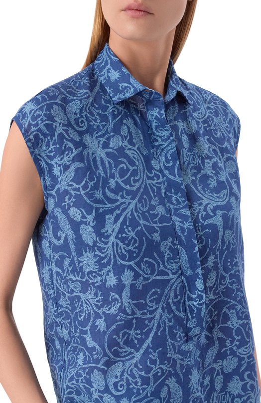 Льняной топ Kiton D48410H09717 Синий  D48410H09717 Фото 5