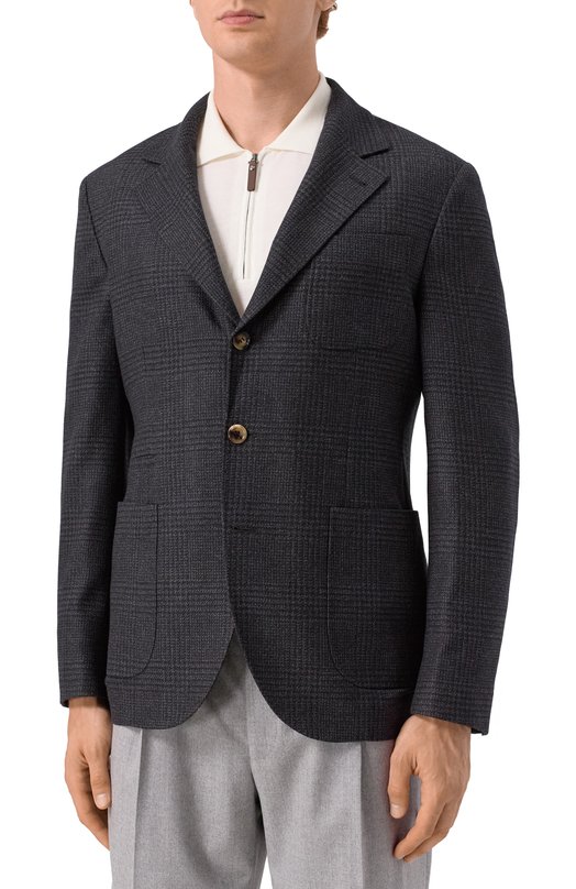 Пиджак из шерсти и кашемира Brunello Cucinelli MV4127BND Серый  MV4127BND Фото 5