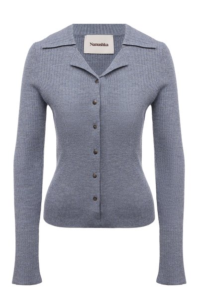 Женский шерстяной кардиган NANUSHKA, арт. SID_BLUE_MELANGE W00L KNIT