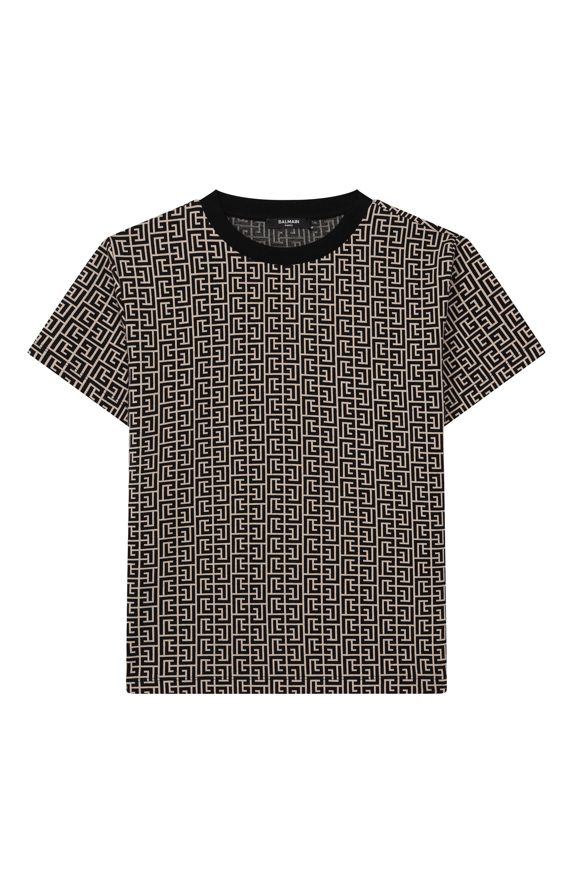 Хлопковая футболка BALMAIN бежевого цвета по цене 24050 руб., арт. BX8R01, фото 1 Хлопковая футболка BALMAIN, арт. BX8R01, фото 1