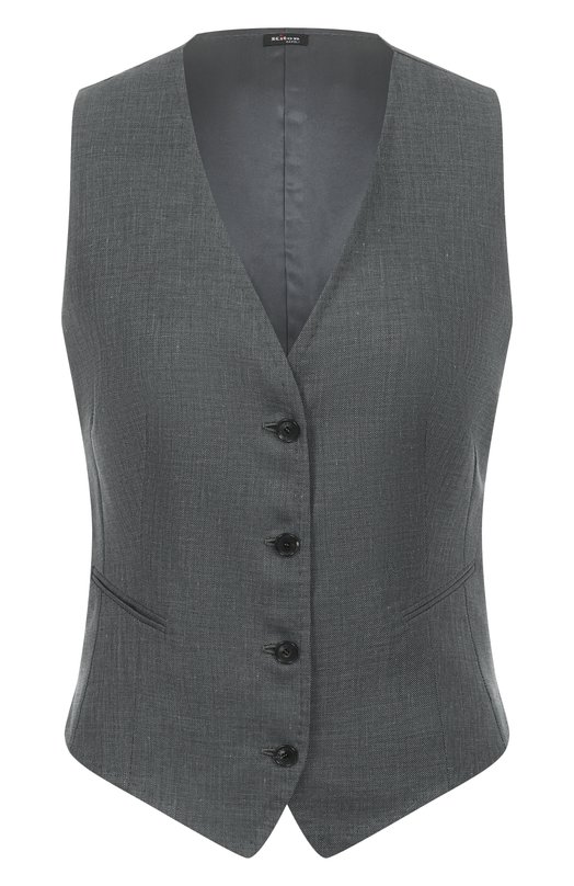 Жилет изо льна и шерсти Kiton D47456K0603E03 Серый D47456K0603E03