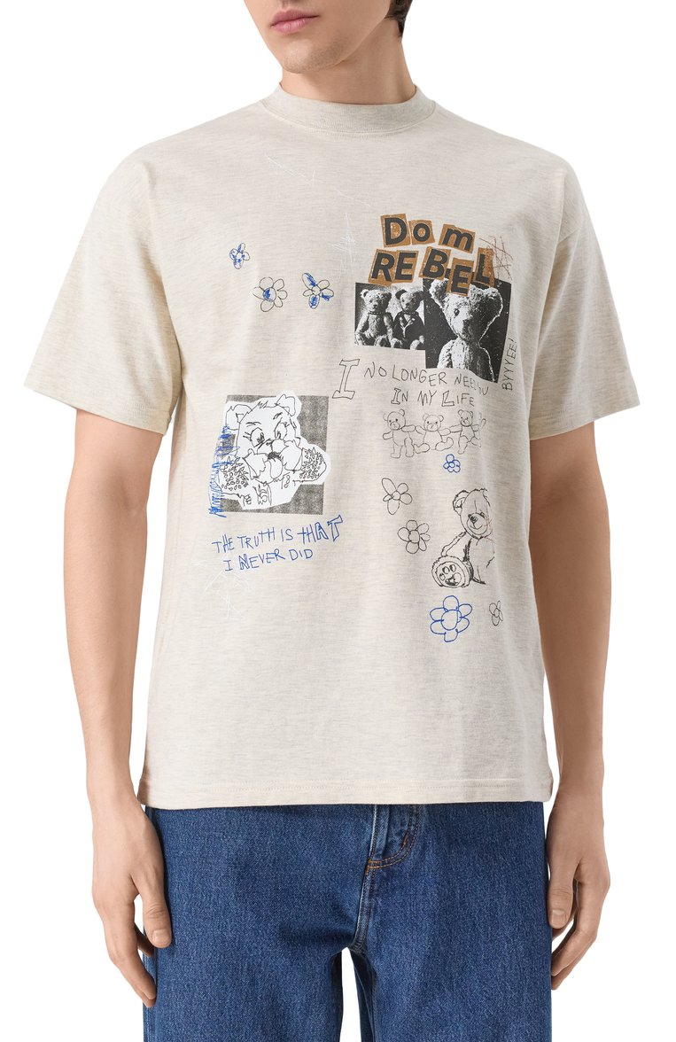 Мужская хлопковая футболка DOMREBEL кремового цвета, арт. STUFFY/T-SHIRT | Фото 3 (Драгоценные камни: Проставлено; Длина (для топов): Стандартные; Материал сплава: Проставлено; Рукава: Короткие; Стили: Гранж, Кэжуэл; Принт: С принтом; Материал внешний: Хлопок; Кросс-КТ: Джерси; Мужское Кросс-КТ: Футболка-одежда)