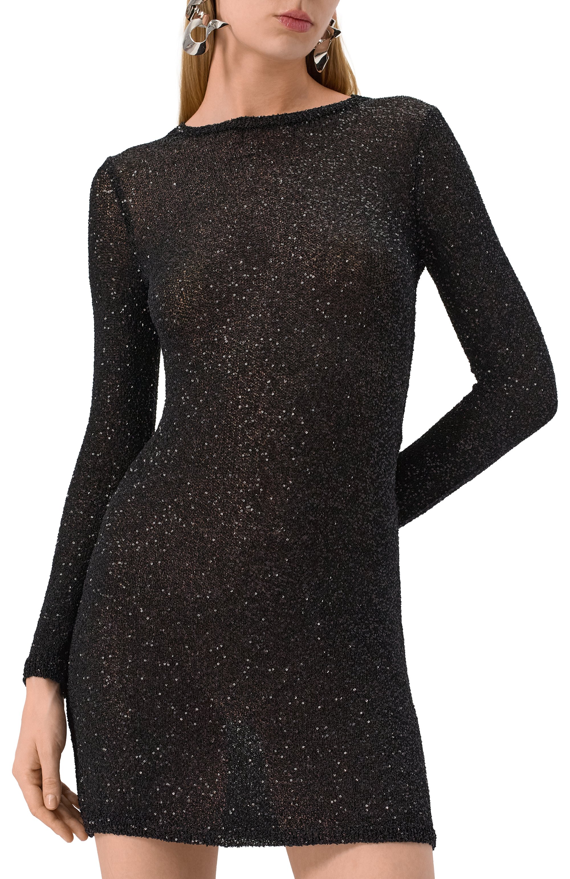 Платье с отделкой пайетками BALENCIAGA черного цвета по цене 236500 руб., арт. 818983/T7196, фото 3 Платье с отделкой пайетками BALENCIAGA, арт. 818983/T7196, фото 3