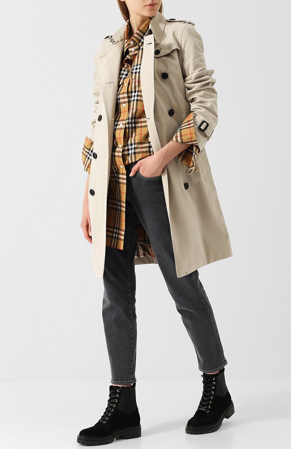 Хлопковый тренч kensington BURBERRY светло-серого цвета по цене 232500 руб., арт. 3913362, фото 2 Хлопковый тренч kensington BURBERRY, арт. 3913362, фото 2