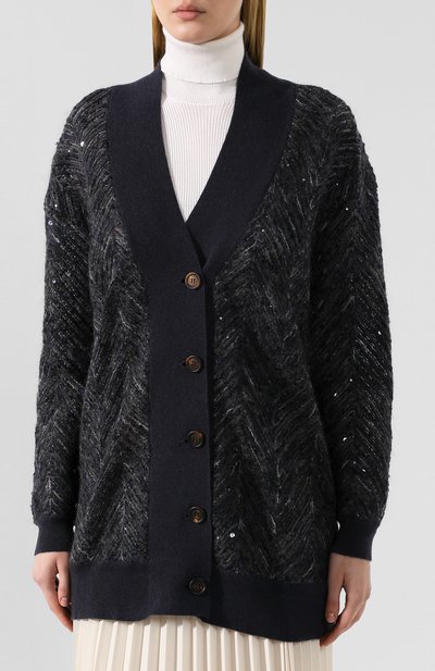 Кардиган BRUNELLO CUCINELLI темно-синего цвета по цене 376500 руб., арт. M7XR01806, фото 3 Кардиган BRUNELLO CUCINELLI, арт. M7XR01806, фото 3
