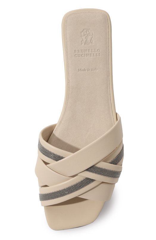 Кожаные шлепанцы Brunello Cucinelli MZSKCB1302 Бежевый  MZSKCB1302 Фото 6