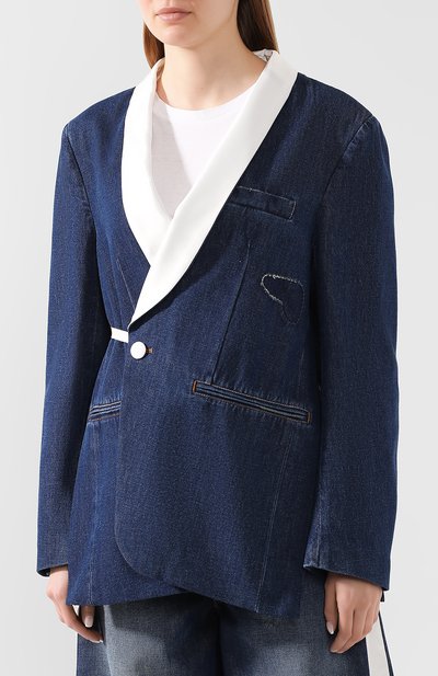 Джинсовый жакет MM6 синего цвета по цене 93000 руб., арт. S62BN0031/S30460, фото 3 Джинсовый жакет MM6, арт. S62BN0031/S30460, фото 3