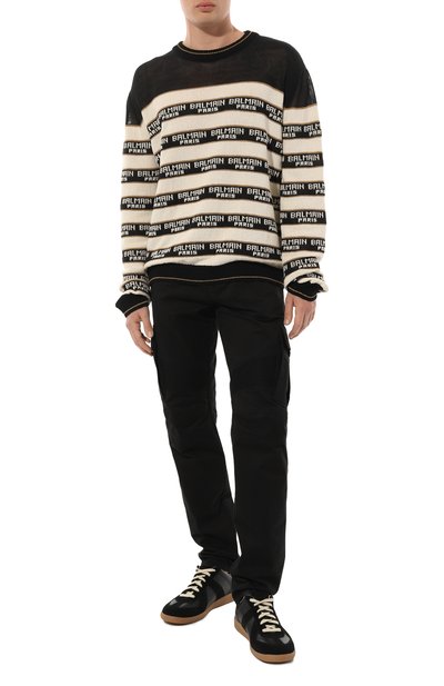 Джемпер из хлопка и шерсти BALMAIN кремового цвета по цене 121000 руб., арт. AH0KD000KE56, фото 2 Джемпер из хлопка и шерсти BALMAIN, арт. AH0KD000KE56, фото 2