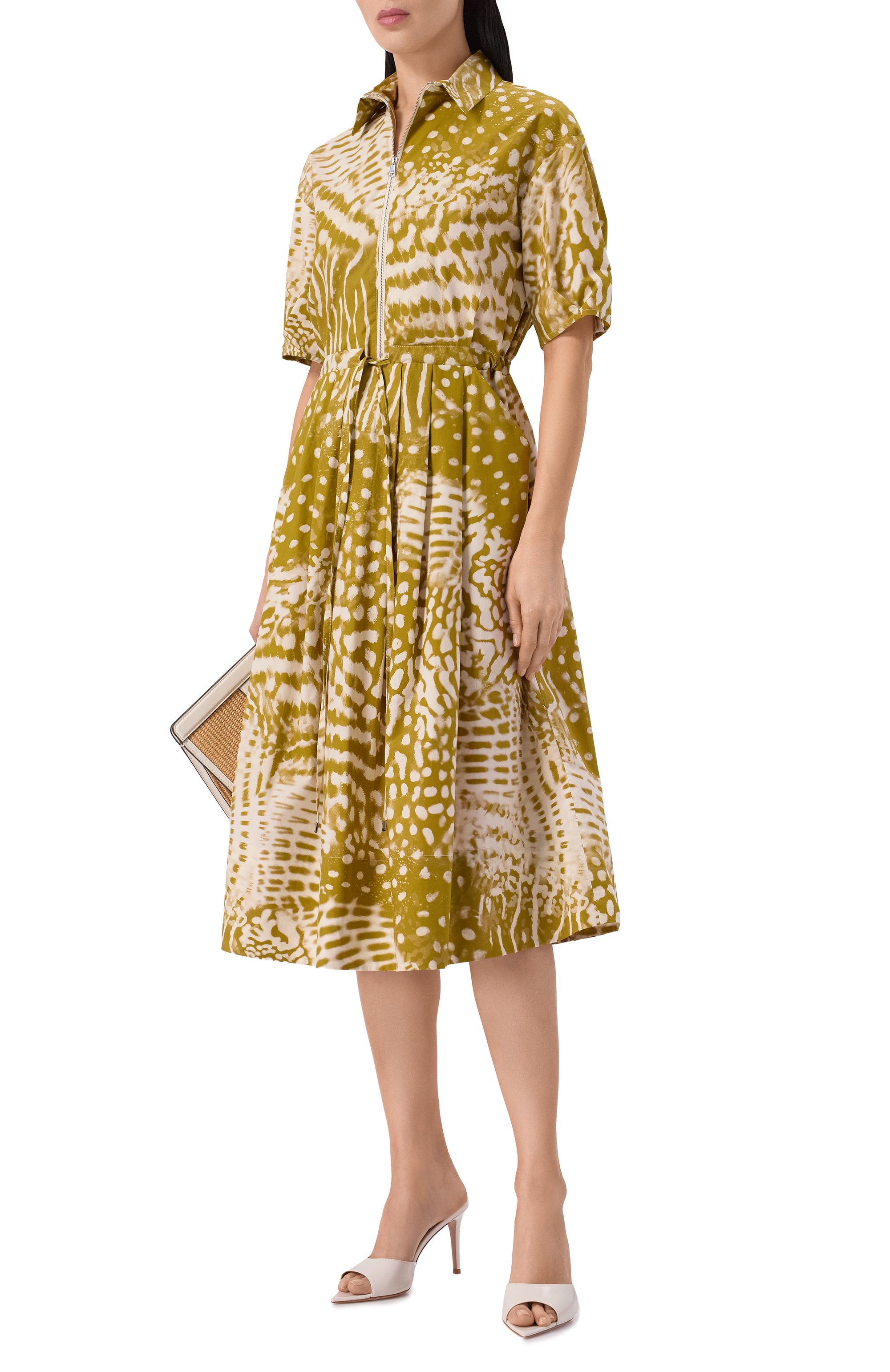 Хлопковое платье ANTONELLI FIRENZE хаки цвета по цене 79950 руб., арт. Q6607/164C, фото 2 Хлопковое платье ANTONELLI FIRENZE, арт. Q6607/164C, фото 2