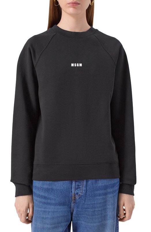 Хлопковый свитшот MSGM 2000MDM503 200004 Чёрный  2000MDM503 200004 Фото 3