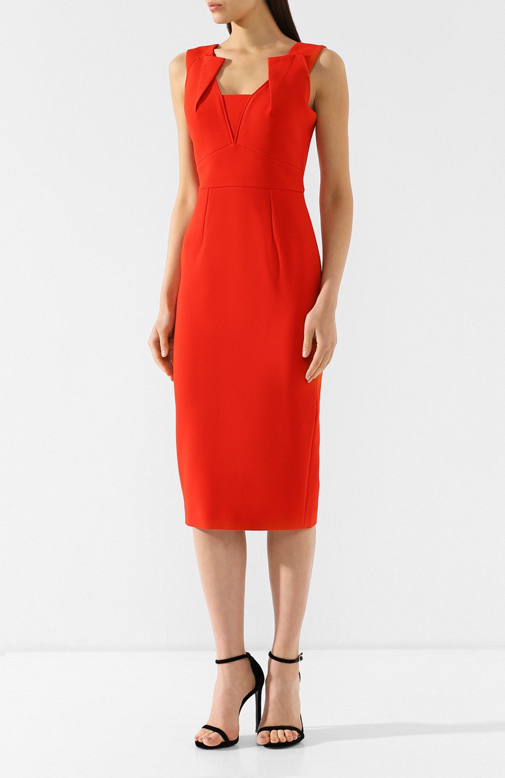 Приталенное платье-миди ROLAND MOURET красного цвета по цене 117000 руб., арт. PS19/S0534/F2196, фото 3 Приталенное платье-миди ROLAND MOURET, арт. PS19/S0534/F2196, фото 3