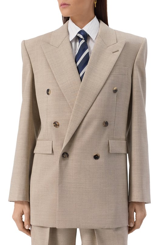 Шерстяной жакет Saint Laurent 823616/Y5K17 Бежевый  823616/Y5K17 Фото 3