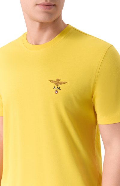 Хлопковая футболка AERONAUTICA MILITARE желтого цвета по цене 6140 руб., арт. TS1580UJ00372_001, фото 5 Хлопковая футболка AERONAUTICA MILITARE, арт. TS1580UJ00372_001, фото 5