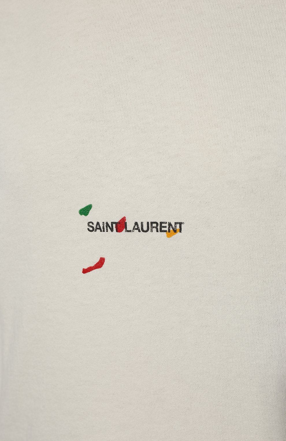 Хлопковая футболка SAINT LAURENT белого цвета по цене 38250 руб., арт. 686229/Y36QP, фото 5 Хлопковая футболка SAINT LAURENT, арт. 686229/Y36QP, фото 5