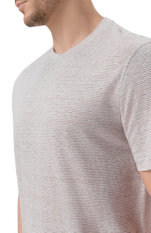 Футболка изо льна и хлопка Brioni UJPQ0L/PD604 Бежевый  UJPQ0L/PD604 Фото 5