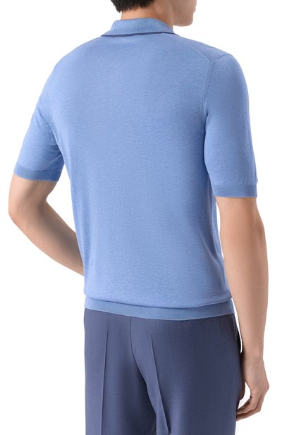 Шелковое поло GRAN SASSO голубого цвета по цене 35700 руб., арт. 43166/23506, фото 4 Шелковое поло GRAN SASSO, арт. 43166/23506, фото 4